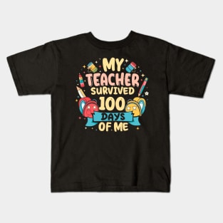 100 day of school Shirt My Teacher Survived 100 Days of me Kids T-Shirt